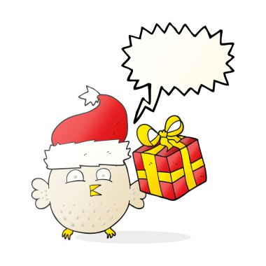 konuşma balonu karikatür Noel baykuş