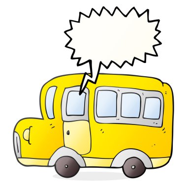 konuşma kabarcık karikatür sarı okul otobüsü