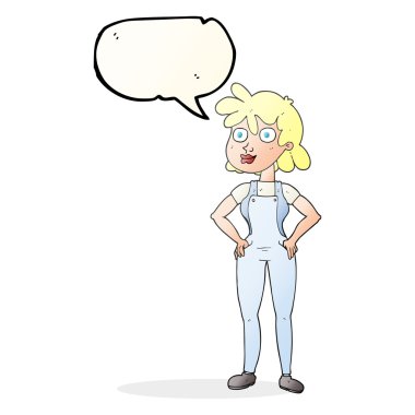 konuşma kabarcık karikatür çiftçi kız