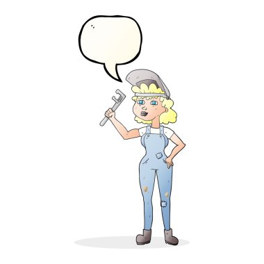 konuşma balonu anahtar ile yetenekli kadın karikatür