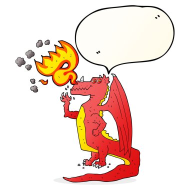 konuşma kabarcık karikatür mutlu yangın nefes dragon