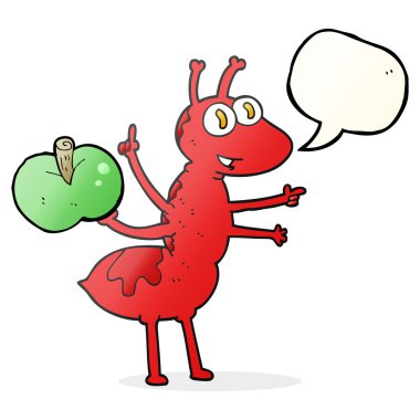 elma ile konuşma kabarcık karikatür karınca