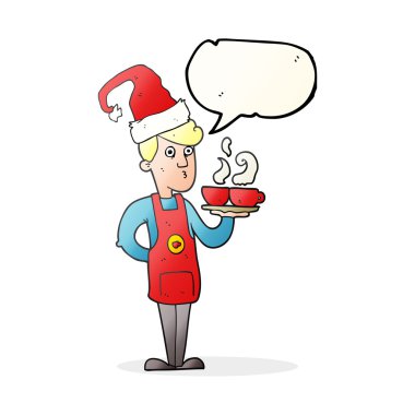 konuşma kabarcık karikatür barista kahve Noel'de Servisi