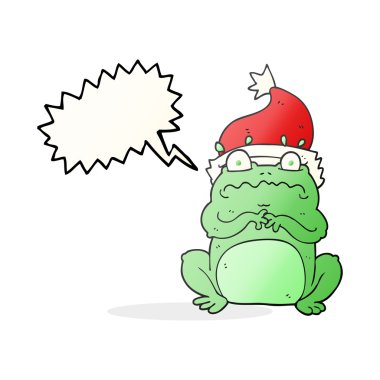 konuşma kabarcık karikatür kurbağa Noel şapka