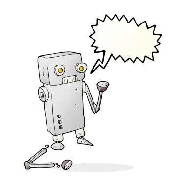 konuşma kabarcık karikatür kırık robot