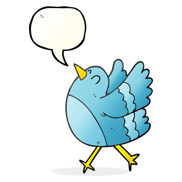 Konuşma kabarcık karikatür mutlu kuş — Stok Vektör