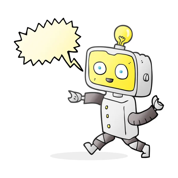 Speech bubble cartoon little robot — Stock Vector