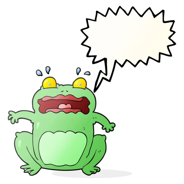 Konuşma balonu karikatür komik korkmuş kurbağa — Stok Vektör