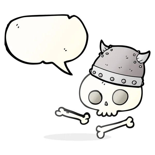 Speech bubble cartoon viking helmet on skull — Stock Vector