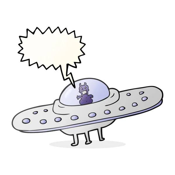 Sprechblase Cartoon fliegende Untertasse — Stockvektor