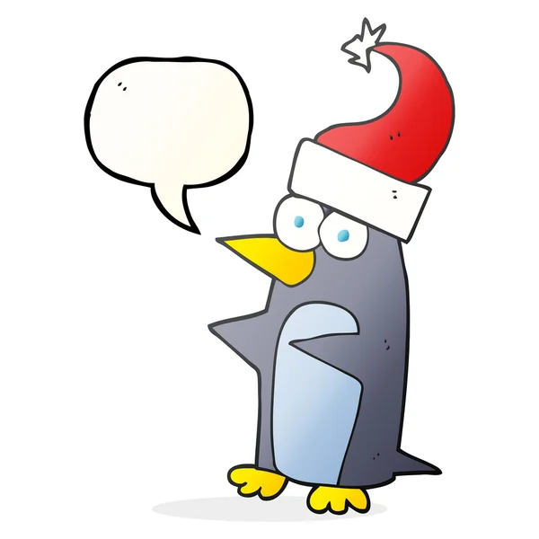 Speech bubble cartoon christmas penguin — Stock Vector