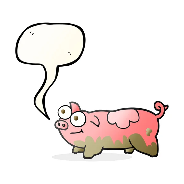 Speech bubble cartoon pig - Stok Vektor