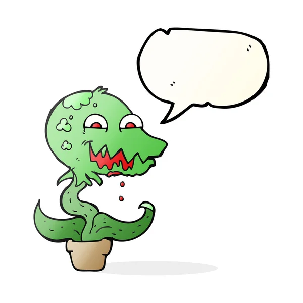 Toespraak bubble cartoon monster plant — Stockvector