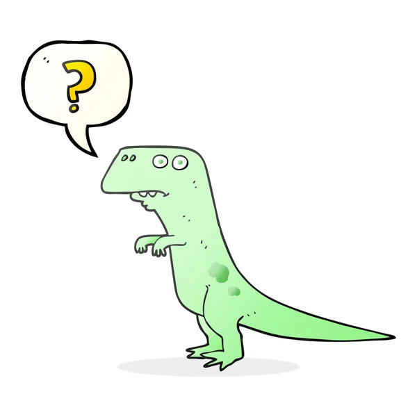 Discurso burbuja dibujos animados dinosaurio confundido — Vector de stock