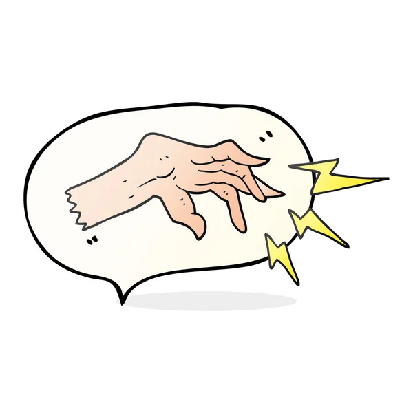Toespraak bubble cartoon hand gieten spell — Stockvector