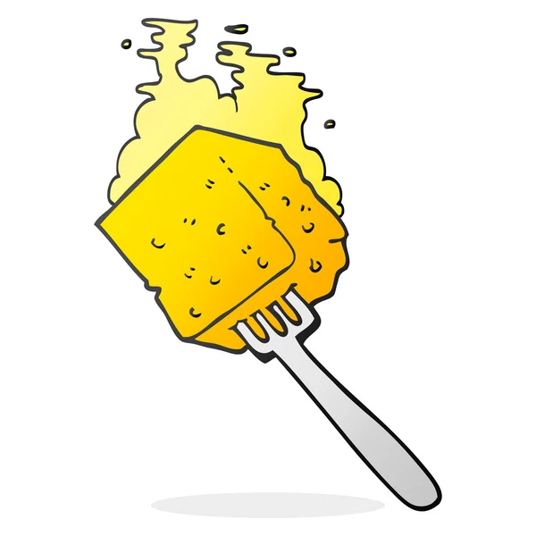 Karikatura sýr na vidlice — Stockový vektor