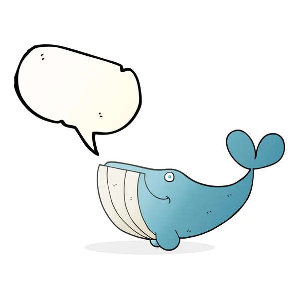 Speech bubble cartoon happy whale — Stock Vector