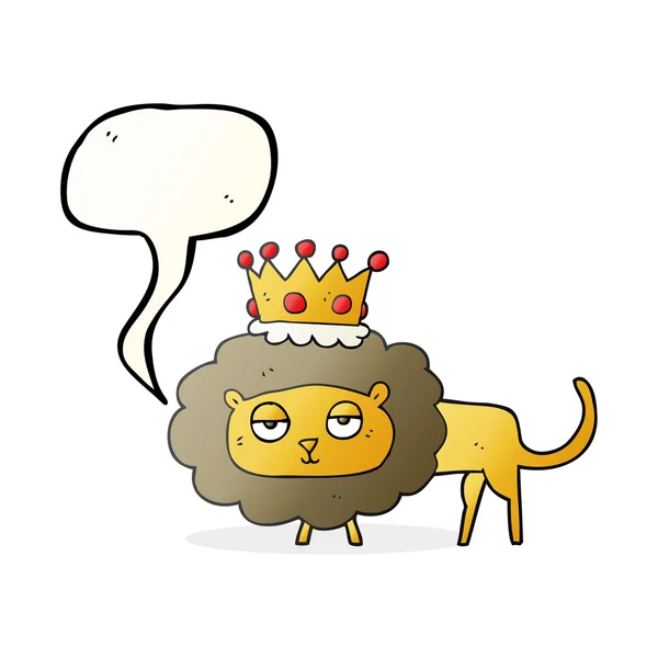 Mowy Bańka kreskówka lew z korony — Wektor stockowy