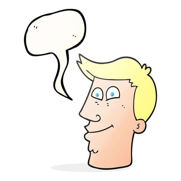 Φούσκα ομιλία γελοιογραφία ανδρικό πρόσωπο — Διανυσματικό Αρχείο
