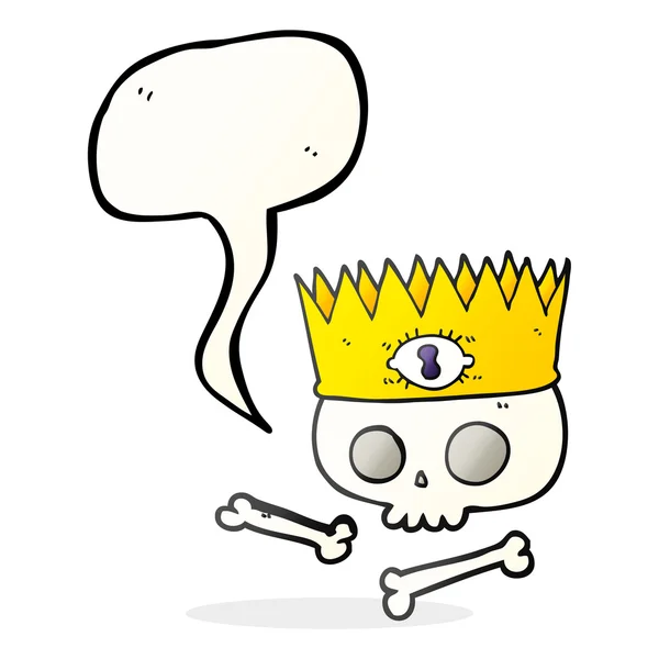 Sprechblase Cartoon magische Krone auf alten Schädel — Stockvektor