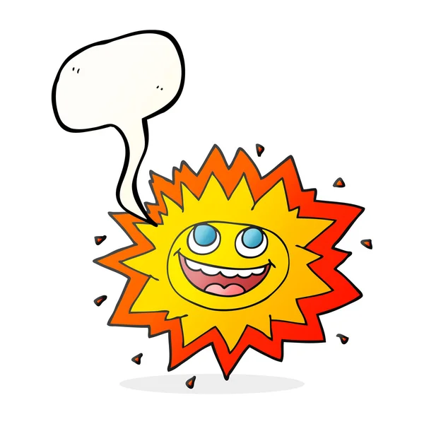 Happy speech bubble cartoon sun — Stock Vector