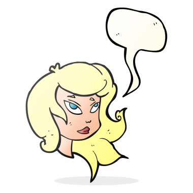 konuşma kabarcık karikatür kadın yüzü