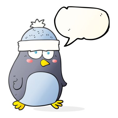 konuşma kabarcık karikatür penguen