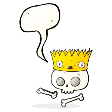 konuşma balonu çizgi film sihirli taç eski kafatası üzerinde