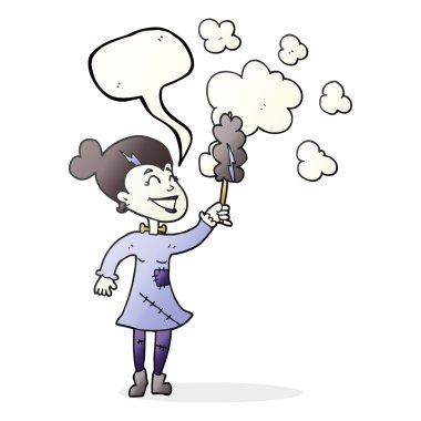 konuşma balonu çizgi film zombi kadın toz