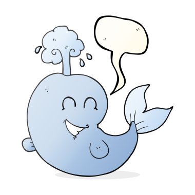 su spouting konuşma kabarcık karikatür balina