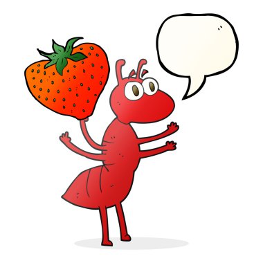 konuşma kabarcık karikatür karınca yiyecek taşıyan