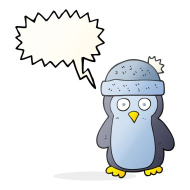 konuşma kabarcık karikatür penguen