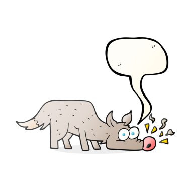 konuşma kabarcık karikatür köpek koklama 