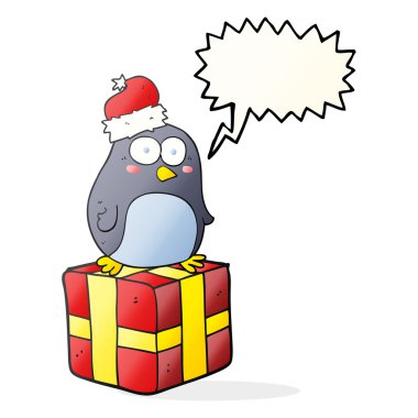 konuşma balonu Noel penguen karikatür