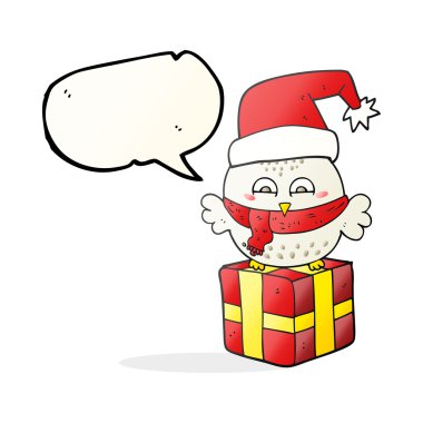 konuşma balonu karikatür hediye sevimli Noel baykuş