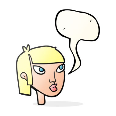 konuşma kabarcık karikatür kadın yüzü
