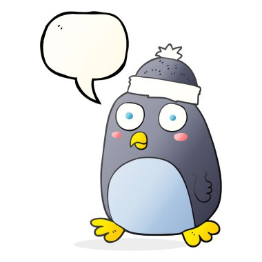 konuşma kabarcık karikatür penguen