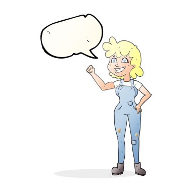 konuşma kabarcık karikatür yumruğunu kenetlenmesi kadın tespit