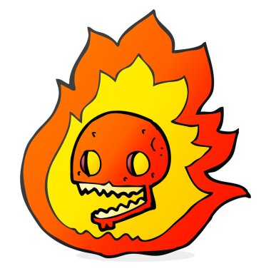 karikatür yanan kafatası