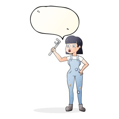 konuşma kabarcık karikatür kadın tesisatçı