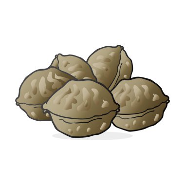 serbest çizilmiş karikatür ceviz kabuğundaki