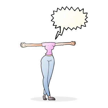 konuşma kabarcık karikatür kadın bedeni geniş kollu