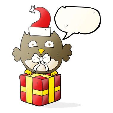 konuşma balonu karikatür Noel baykuş