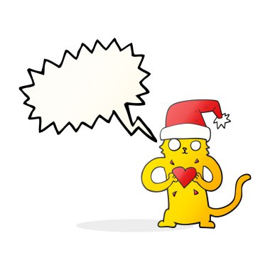 Noel sevgi dolu konuşma kabarcık karikatür kedi