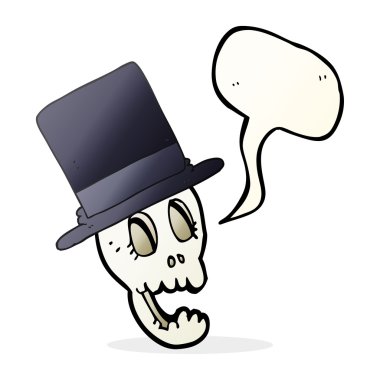 konuşma kabarcık karikatür kafatası üst şapka