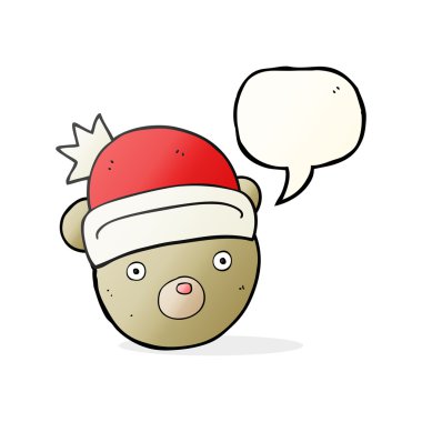 konuşma kabarcık karikatür ayıcık Noel şapka
