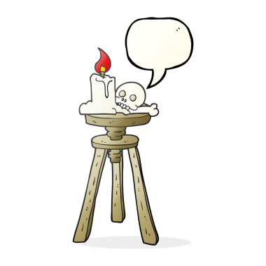 konuşma balonu çizgi film ürkütücü kafatası ve mum