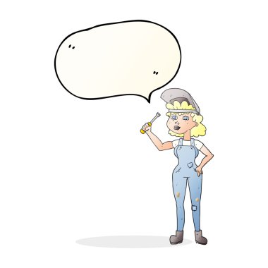 konuşma kabarcık karikatür kadın makinist