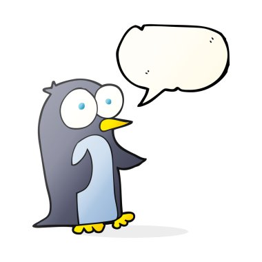 konuşma kabarcık karikatür penguen