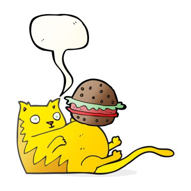 konuşma balonu çizgi film şişman kedi burger ile